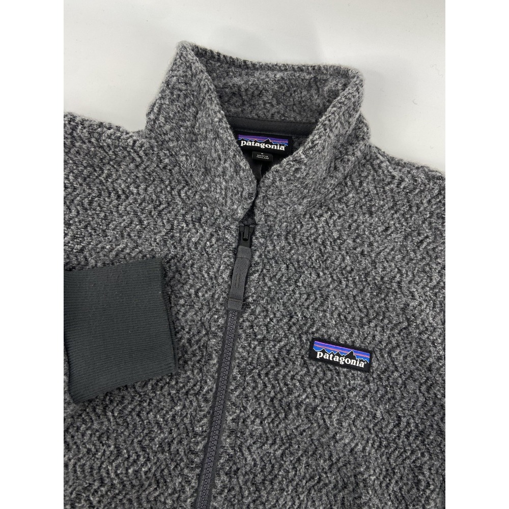 Patagonia Jacket Womens Small Gray Wool Fleece Bomber Herringbone Outdoor Hike